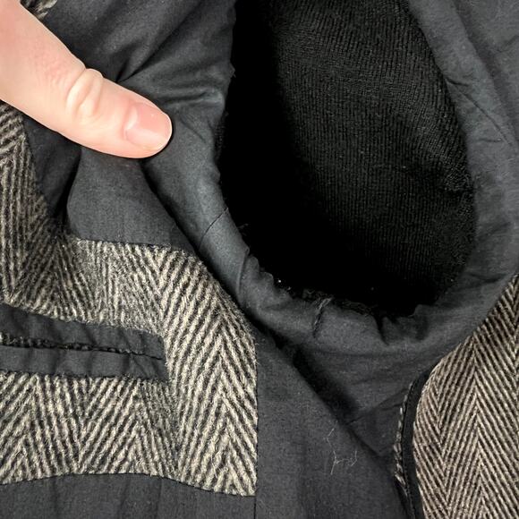 Yigal Azrouel Menswear Wool Blazer Jacket Gray Herringbone Black Knit Leather MD - Picture 4 of 10